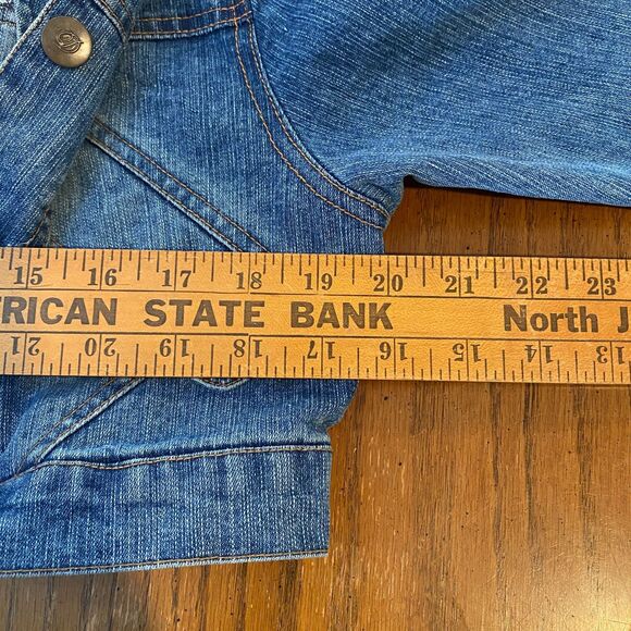 Y2K Cropped Denim Jean Jacket Destiny Jeans Large Blue Festival Streetwear Retro - Picture 8 of 10